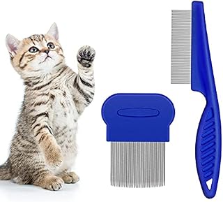 2 Pcs Pet Comb for Cat Dog Flea Lice Tear Stain Remover Combs Fine Tooth Grooming Removal Tool