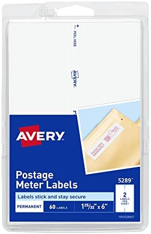 Avery Postage Meter Labels for Personal Post Office, 1-25/32" x 6", White, 60 Mail Meter Labels (05289)