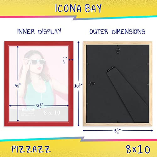 Icona Bay 8X10 Picture Frame, Red Colored Solid Wood Scandinavian Style Frame For Photo, Pizzazz Collection #TOP6