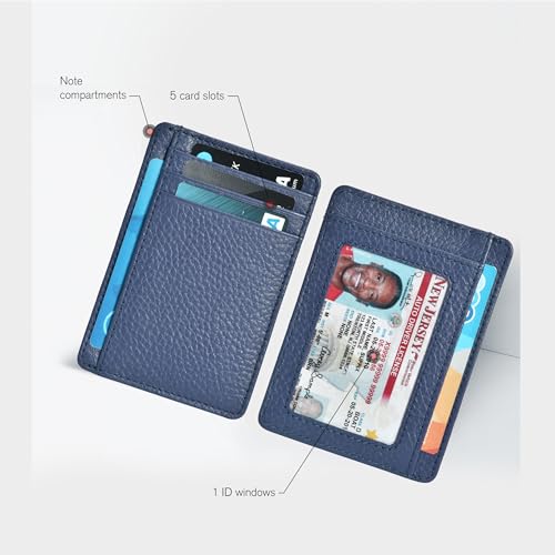 Image of Oak Leathers Leather Slim Minimalist Wallet for Men & Women RFID Front Pocket Leather Card Holder Wallets (Purple)