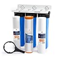 Aquaboon 3-Stage Water Filter System for Well Water w/ 20x4.5 CTO, Iron & Manganese, Sediment Filters, Pressure Gauges & Release, Wrench, Iron Bracket