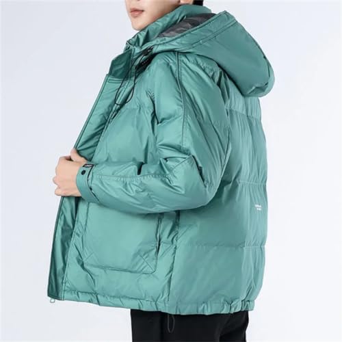 Men's Light Down Jacket Winter Thickened Warm Stand Collar Hooded Solid Color Jacket4