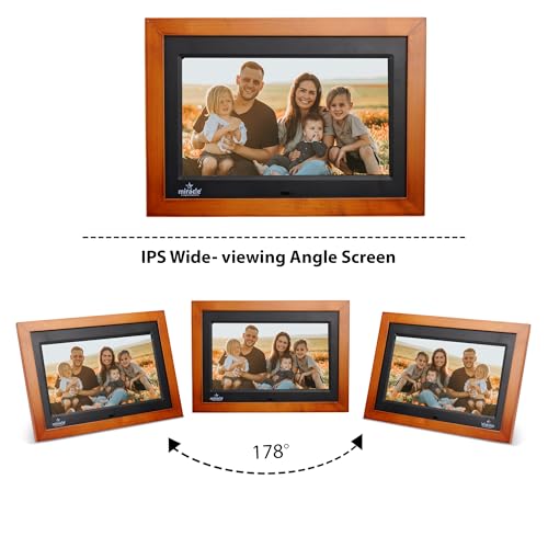 Image of MIRACLE DIGITAL 10 inch IPS Wooden Digital Photo Frame | 8GB Memory, 2GB RAM | High-Def Display, USB & SD Card Support | Slideshow, Video, Audio | 180 Wide Viewing Angle (Dark Wood)