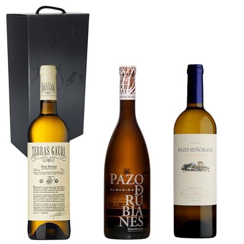 Pack Vinos Blancos Albariños | Pazo de Señorans, Terras Gaudas, Pazo de Rubianes | Caja Regalo Gourmet x3 Botella de Vinos | Mejor Selección ENOVINOS