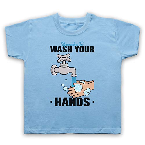 T-shirt de l'enfant imprimé remember to wash your hands bleu en taille 7-8 ans