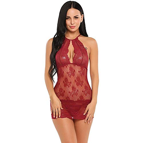 Babydoll sexy en dentelle fine et déshabillé transparent haute sensualité