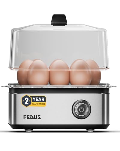 FEDUS EGGLINE Automatic Egg Boiler maker Electric Multi-Function Poacher 8 Eggs Cooker Steamer...