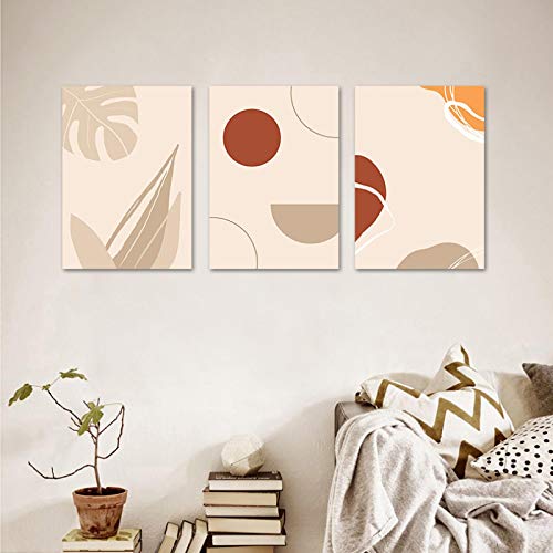 Toile Peinture Salon Décor, Tableau Moderne Abstrait Géométrique Soleil Nordique 3pcs