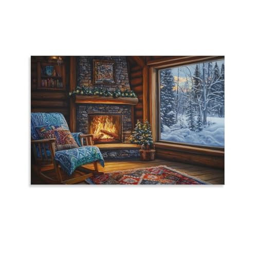 Cuadro en lienzo para dormitorio y salón confortable cabin poster 50x75cm