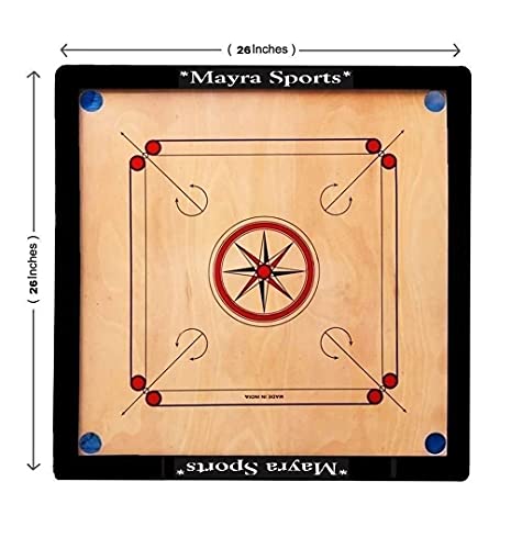 Mayra Sports® : woodan Carrom Board 3 in 1 Game (Carrom Medium with Ludo & Snakes )