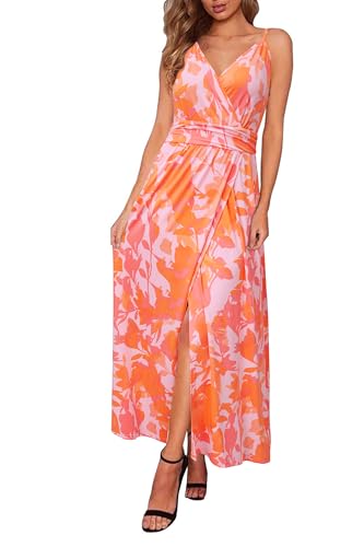 Image of Newshows Women's 2026 Lightweight Summer Wedding Guest Beach Vacation Casual V Neck Split Flowy Maxi Dress