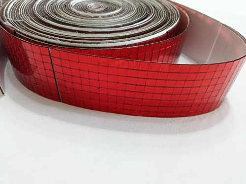 Azulejos de mosaico autoadhesivos espejo rojo de 1m para brillo festivo y manualidades DIY 2