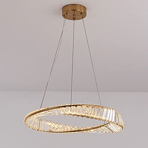 Lumière luxe cristal cercle luminaire d'exception en métal doré