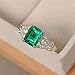 Goldenchen Fashion Jewelry Elegant Women 14k White Gold Filled Square Cut Emerald Gemstone Birthstone Wedding Bridal Band Ring Size 6-10 (8)