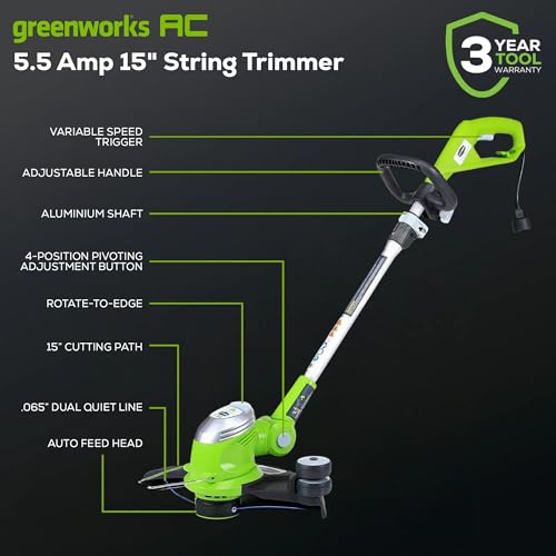 Image of Greenworks 5.5A 15 in Corded String Trimmer