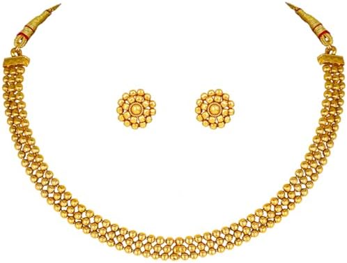 JFL - Jewellery for Less Traditional One Gram Gold Plated Necklace Set Collection for Women & Girls | Long Necklace, Short Necklace, | Ethnic Bridal Jewellery