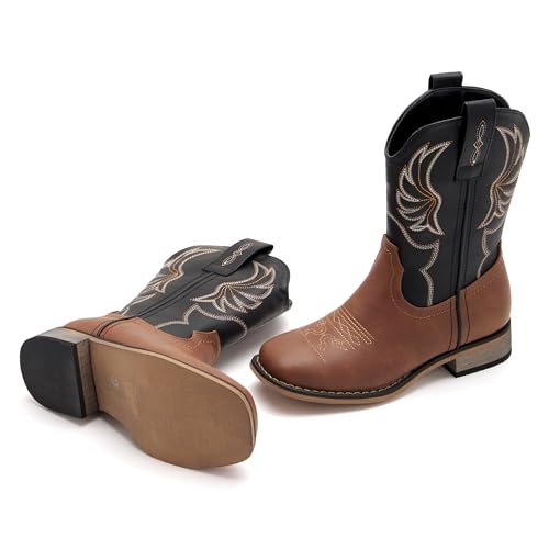 Vodvob Kids Western Cowboy Boots For Boys Girls Square Toe Cowgirl Boots Mid Calf Riding Shoes With Zipper  thumb #6