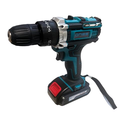 DNES Taladro Percutor a Bateria 21V, Taladro Atornillador Bateria con 2 Baterías 2000mAh, Ajuste de Par Destornillador Electrico, Juego de 27 Accesorios, 2 Velocidad, LED, Bricolaje y DYI