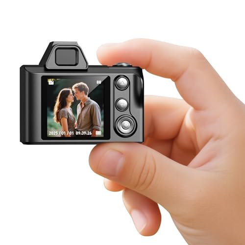 Mini Camara Digital - Maxmango 1.3'' 1080P Mini Camara de Fotos Portátil con 64 GB, Videocámara de Bolsillo para Viajes, Vlogs y Entretenimiento (Negra)