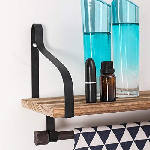 New Floating Wall Shelf Mounted Rustic Wood for Bathroom Kitchen Decoration Eco-Friendly Storage Removable Hooks and Towel Bar image 3