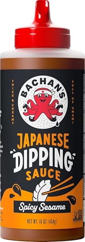 Bachan's Japanese Dipping Sauce - Spicy Sesame, 16 Oz Bottle, Cold-Filled, Non GMO, No Preservatives, No Nut, Non Dairy, Vegan and BPA free. Dipping Sauce for Wings, Chicken, Steak, Appetizers