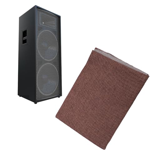 Speaker Grill Cloth, 59x20 Inch Stereo Fabric Replacement for Home Speakers, Double Layer Thickened Speaker Fabric Protective Dust Proof Cloth for Theater Stage Speakers (Coffee)
