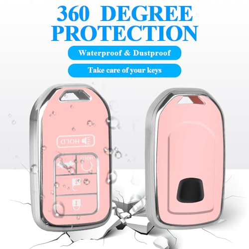 Image of MILD EAST for Honda Key Fob Cover with Keychain 5 Buttons(Pink)
