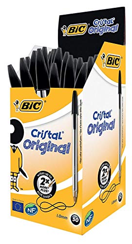 Bic - Bolígrafo Cristal Original Punta Media Negro En Oferta Bic Crystal - Bolígrafo, Punta Media, 50 Unidades, Color Negro