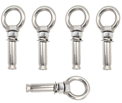 Preamer 304 Stainless Steel Expansion Bolt Anchor and Nut Eyebolt Ring, M10 x70MM/ 2.75