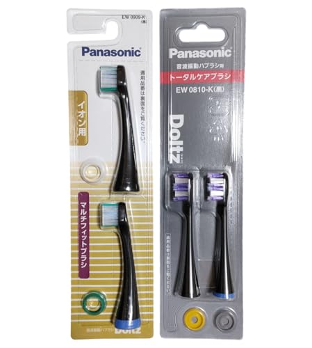 【セット買い】パナソニック EW0909-K 黒 替えブラシ ドルツ イオン用マルチフィットタイプ 2本組 + パナソニック EW0810-W 白 ドルツ トータルケアブラシ 2本組