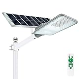 💡 【MULTIFUNZIONE con TELECOMANDO】 1. Dal tramonto all'alba: automaticamente si accende al tramonto e si spegne all'alba. Fornisce continuamente illuminazione per più di 24 ore dopo la ricarica completa durante il giorno. 2. Modalità di timer: con telecomando, è possibile scegliere 5 livelli di luminosità, modalità di timer 3/5/8 ore. Distanza del controllo remoto fino a 12m.