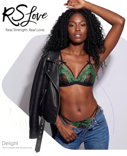 Image of RSLOVE Women Lingerie Set with Garter Belt | Heart Cutout Lace Design, Adjustable Fit, Soft Stretch Fabric, 3 Piece Romantic Lingerie Set