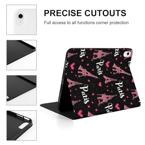 Étui iPad 10e génération imprimé cœur Tour Eiffel cadeau idéal