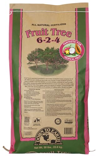 Down To Earth All Natural Fertilizers Organic Fruit Tree - Plant Food for Apples, Pears, Plums and Tropical Fruit Trees 6-2-4, 50 lb