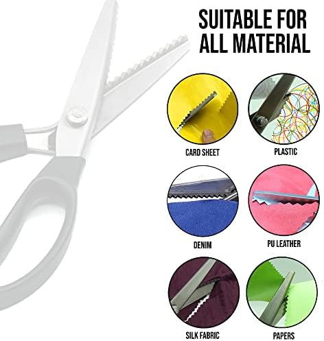 Pinkut Pinking Shears for Fabric Cutting with Cushioned Handles & Stainless-Steel Edges - 22 cm Premium Zig Zag Scissors for Crafting, Dressmaking, & Sewing