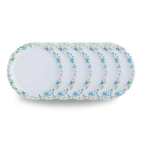 Image of Melamine Quarter Plates | Round Half Plate | Microwave Safe | Break Resistant | Plates for Snacks, Lunch, Dinner | Plates for home, Office, Restaurant | Set of 6 | 7 Inch's (Blue mat finish)