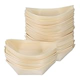 Veemoon 50 Piezas de Mini Barcos de Madera para Sushi y Aperitivos de Estilo Japonés Cuencos Biodegradables de 85X6 CM para Servir Ensaladas y Postres Ecológicos y Seguros para