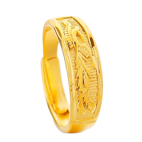 LIANXUE Anéis de dedo tradicionais para casais de dragão e fênix com pingente de dragão e fênix com