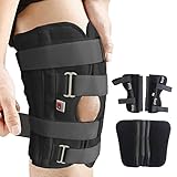 Azmec Leg Brace Tri-Panel Orthopedic Knee Immobilizer 12' Long Adjustable Knee Splint – Lightweight Universal Leg Brace for Kids, Women and Men - Black