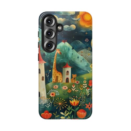 Coque Samsung S25 paysage fantastique fantaisiste fille animaux