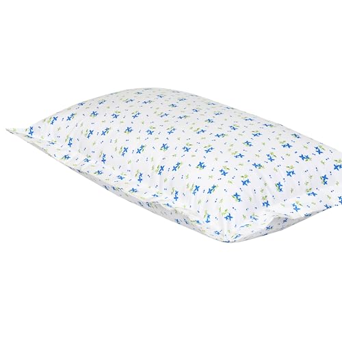 Image of HOUSE FOX Handloom Zipper Cotton Pillow Covers /Cases /Protectors (NOT Pillow) Set of 2 Pair Or 4 Pcs,Size -18x28inch with Zip /Chain (Standard, White Blue)