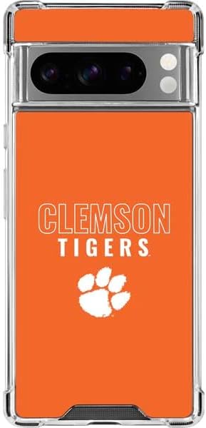 Skinit Clear Phone Case Compatible with Google Pixel 8 Pro - Officially Licensed Clemson University Orange Jersey Design