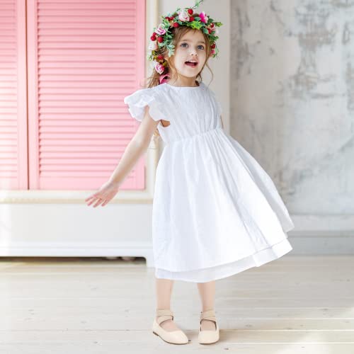 Hehainom Girls Dress Shoes Toddler Little Kids Gracy Ballet Mary Jane Ballerina Flats With Elastic Ankle Strap (Beige Pu, 1 Little Kid) #TOP7