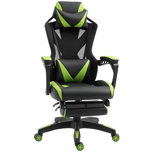 Vinsetto Silla Gaming Ergonómica con Respaldo Regulable Verde