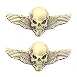 2X 3D Skeleton Skull Emblem Metal Badge Car Badge Sticker (Bronze)