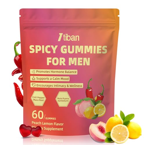 Itiban Spicy Gummies Cubes for Couples, Adults Intimacy Hot Peach Gummy with Chili Pepper, Muira Puama, Maca Root and Epimedium, Plant-Based Daily Wellness Support, Vegan, Non-GMO – 60 Gummies