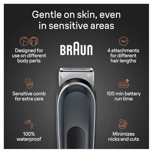 Image of Braun Body Groomer Series 5 5360,Body Groomer Hair Trimmer For Men,For Chest,Armpits,Groin,Skinsecure Technology For Gentle Use&Clean Shave Attachment,Waterproof,Cordless With 100-Min Run Time