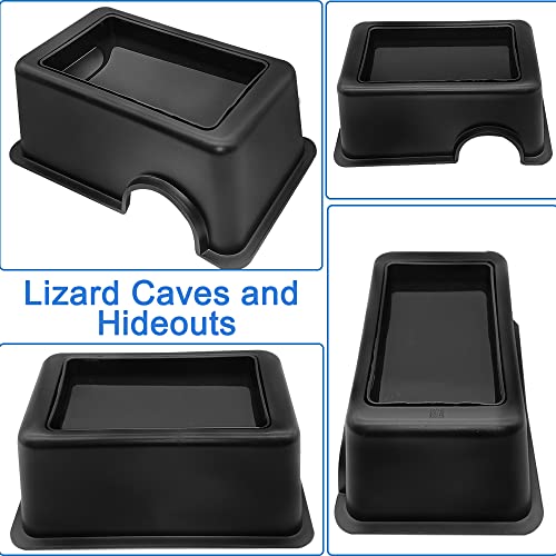 Hamiledyi Reptile Hide Box Gecko Hideout Cave With Sink Humidifier Lizards Hideaway Hut Flexible Leaves Pet Habitat Decor For Snakes Leopard Spiders Turtles Amphibians #TOP2