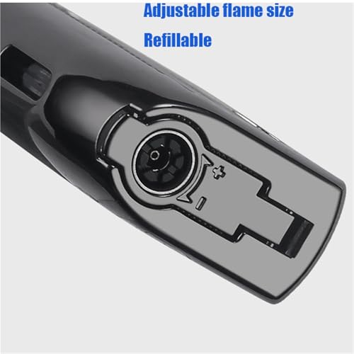 Encendedor de metal resistente al viento con llama ajustable y visor de gas 7