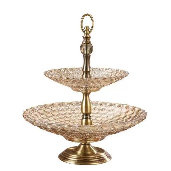 SHENGYI Candy Display Stand Fruit Plate Party Serving Platter,2 Tier Glass Cake Stand, Dessert Display Plate, Cupcake Stand Tower, Fruit Tray Snacks Display Plate, Display Holder For Birthday Wedding